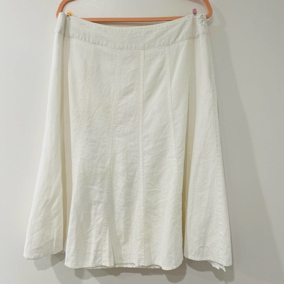 Dress Barn Dresses & Skirts - White Linen Blend 14 Women's Skirt Fit & Flare Lined Midi Coastal Dress Barn